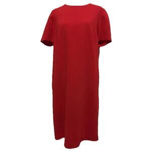 NWT Jones New York Stretch Scarlet Red Cap Sleeve Mini Shift Dress Size 14